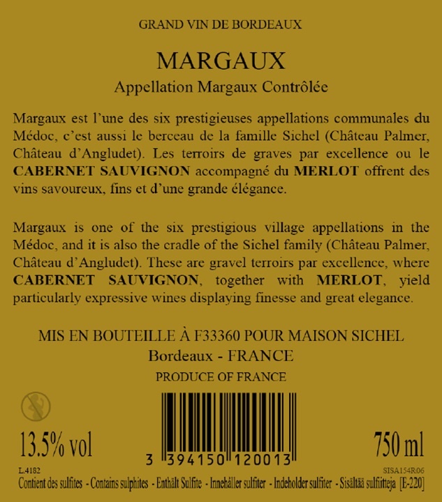 Margaux Sichel AOC Margaux Rouge 2019