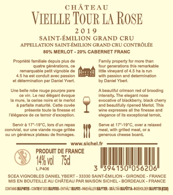 Château Vieille Tour La Rose AOC Saint-Emilion Grand Cru Red 2019