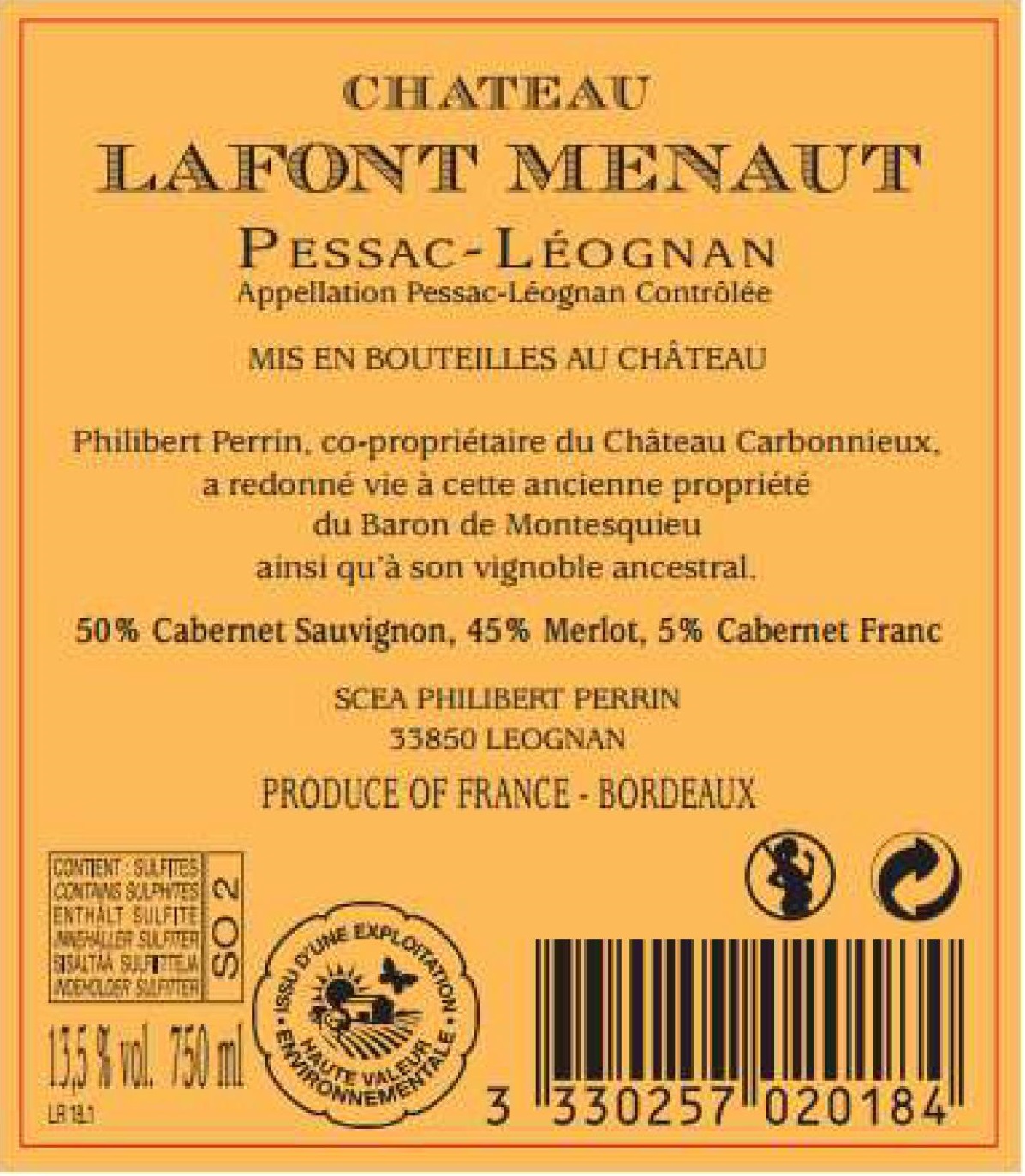 Château Lafont Menaut AOC Pessac-Léognan Rouge 2018