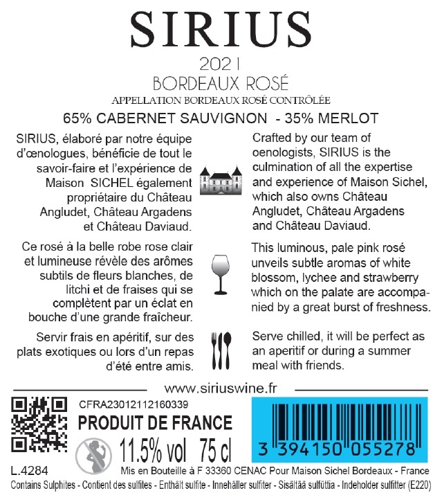 Sirius AOC Bordeaux Rosé 2021
