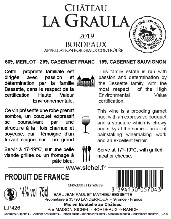 Château La Graula AOC Bordeaux Rouge 2019