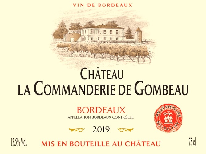 Château La Commanderie de Gombeau AOC Bordeaux Rouge 2019