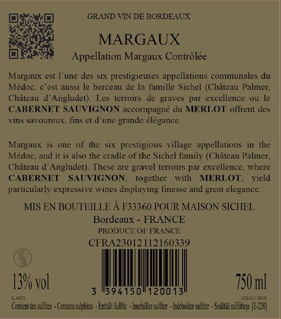 Margaux Sichel AOC Margaux Rouge 2020