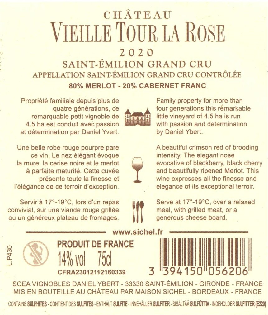 Château Vieille Tour La Rose AOC Saint-Emilion Grand Cru Red 2020