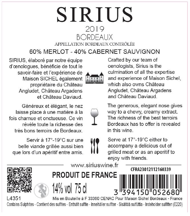 Sirius AOC Bordeaux Rot 2019