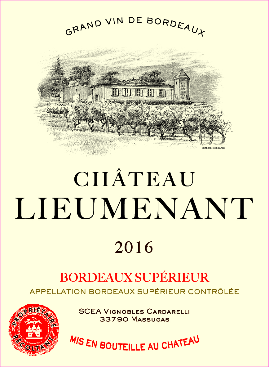 Château Lieumenant AOC Bordeaux Supérieur Rouge 2016
