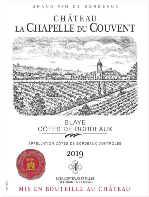 Château La Chapelle du Couvent AOC Blaye - Côtes de Bordeaux Rouge 2019