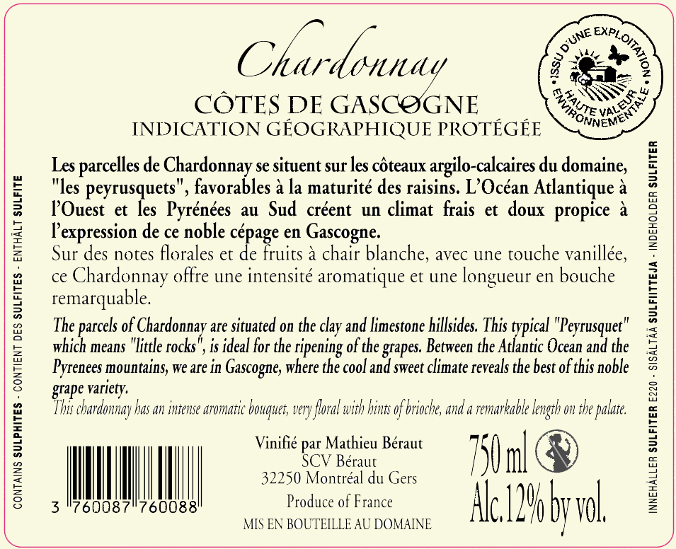 Domaine de Pellehaut Chardonnay IGP Côtes de Gascogne Weiß 2022