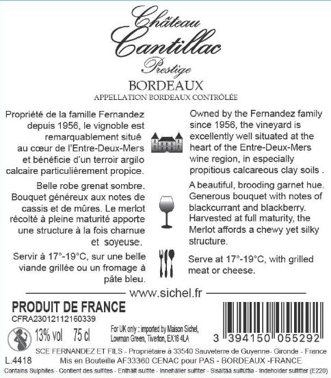 Château Cantillac - Prestige AOC Bordeaux Red 2021