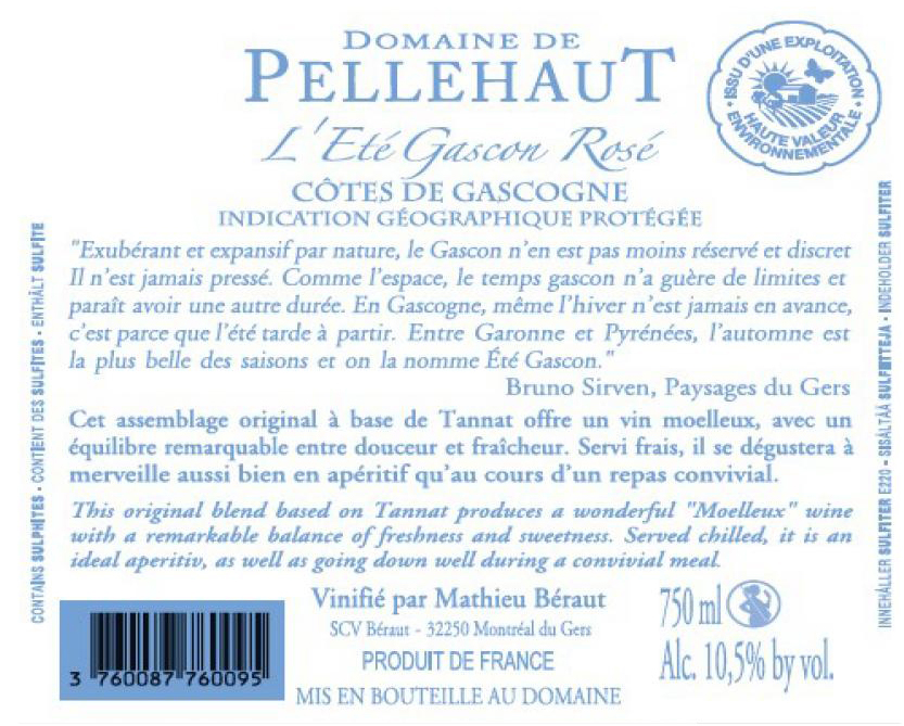 Domaine de Pellehaut L'été Gascon - Rosé IGP Côtes de Gascogne Rosé 2022