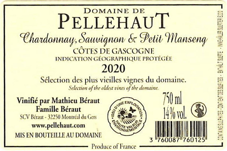 Domaine de Pellehaut Réserve IGP Côtes de Gascogne Blanc 2020