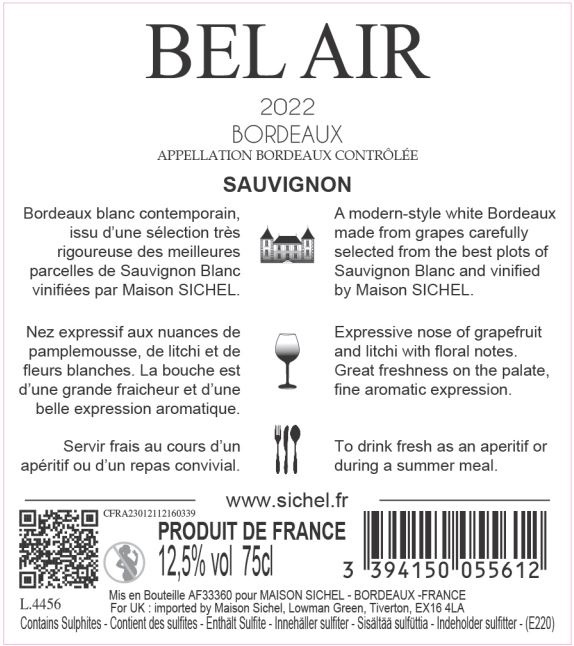Bel Air AOC Bordeaux Blanc 2022