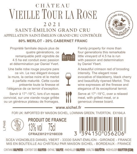 Château Vieille Tour La Rose AOC Saint-Emilion Grand Cru Red 2021
