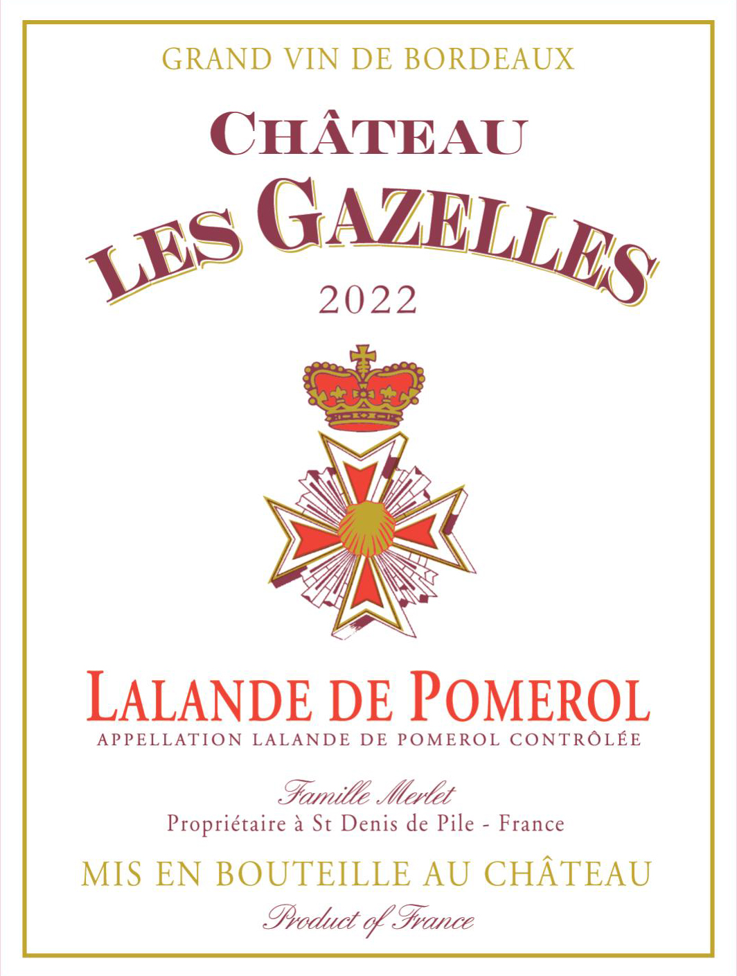 Château Les Gazelles AOC Lalande de Pomerol Red 2022