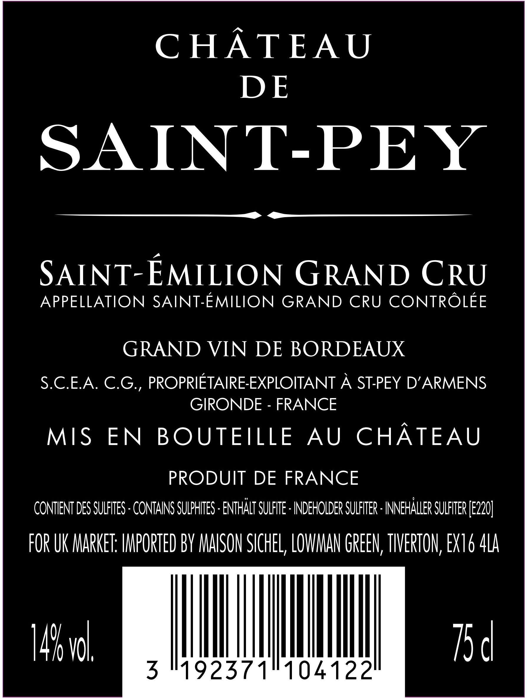 Château de Saint-Pey AOC Saint-Emilion Grand Cru Red 2019